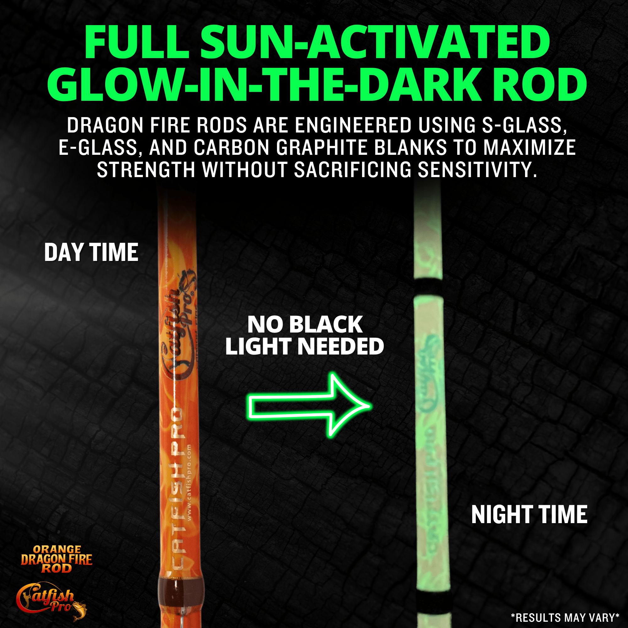 Catfish Pro Orange Dragon Fire 7'6" Glow-in-the-Dark Casting Rod