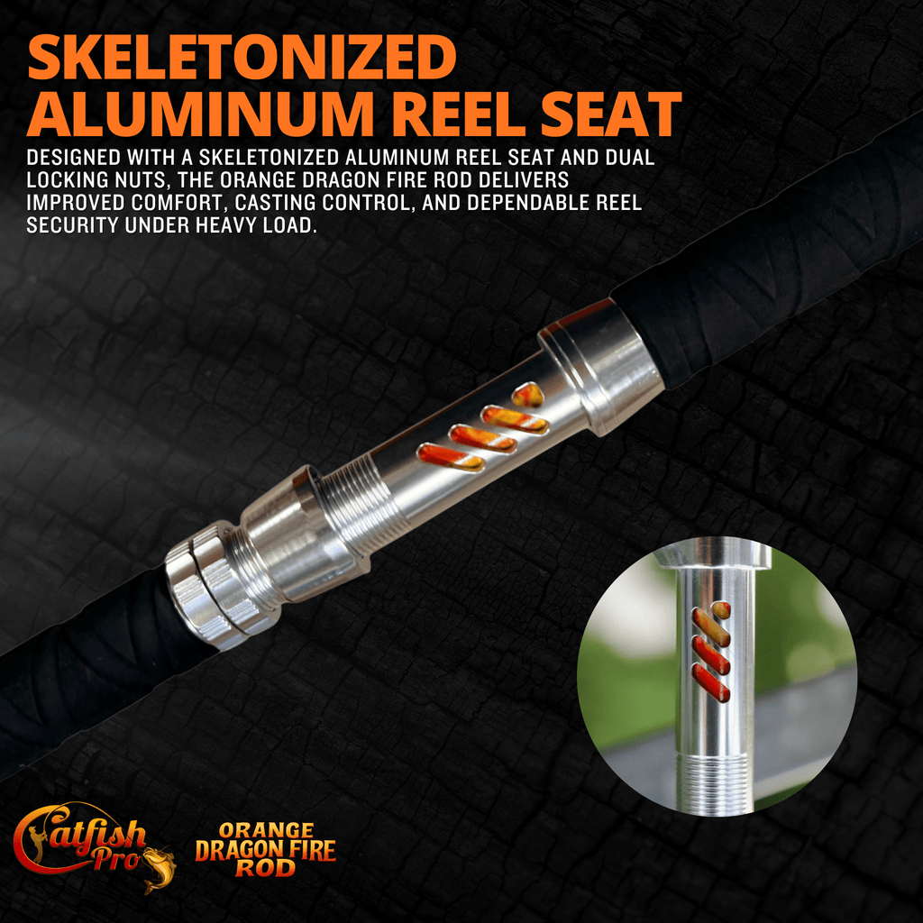 Catfish Pro Orange Dragon Fire 7'6" Glow-in-The-Dark Spinning Rod