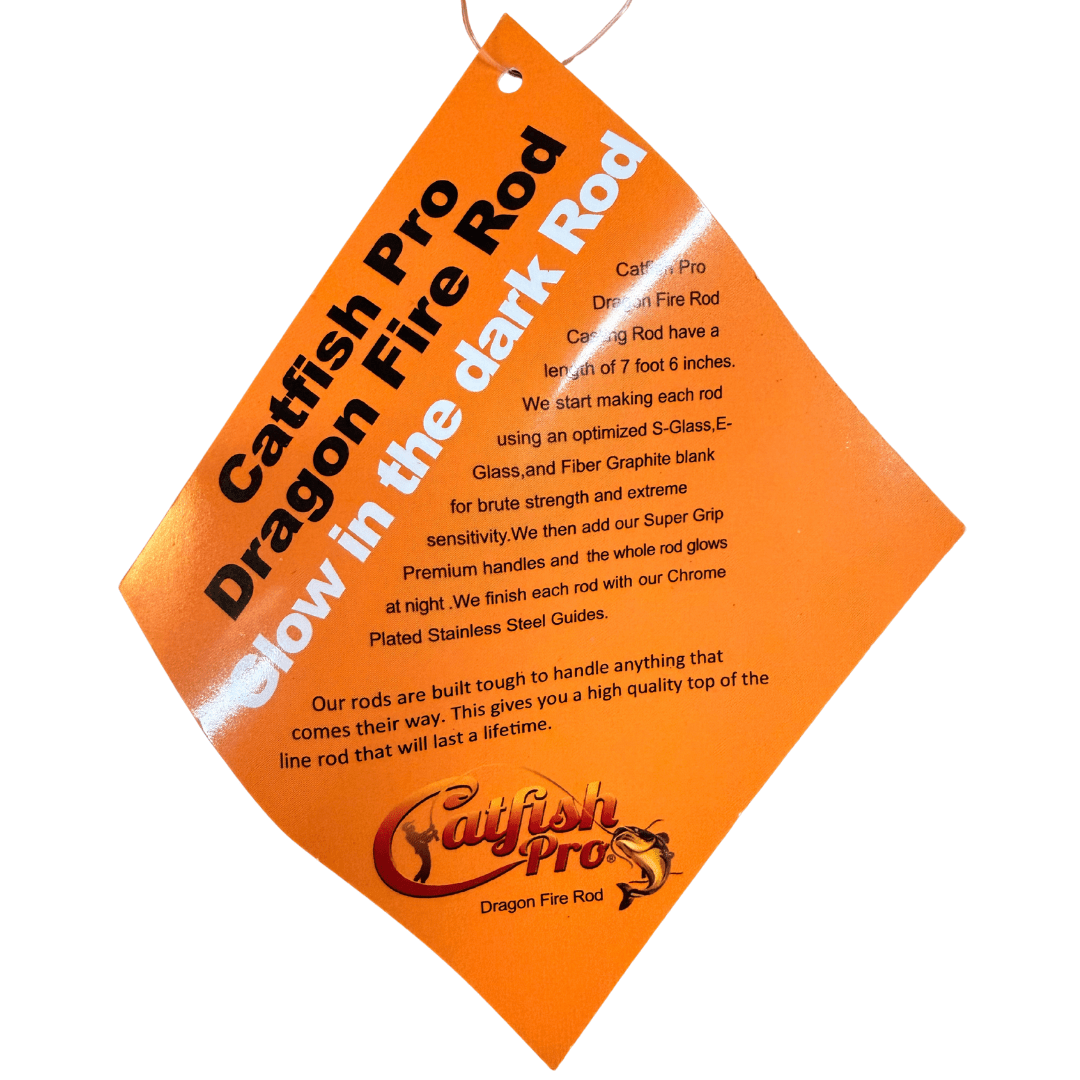 Catfish Pro Orange Dragon Fire 7'6" Glow-in-The-Dark Spinning Rod