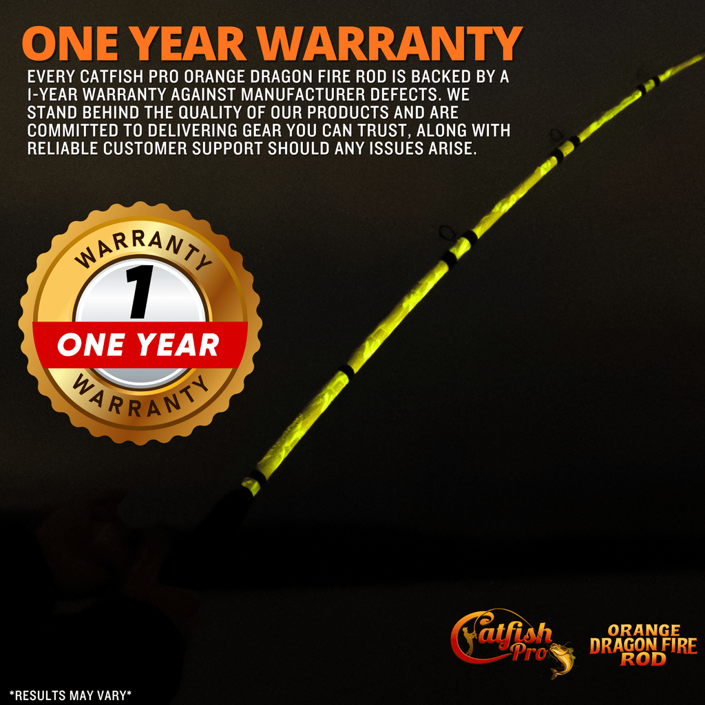 Catfish Pro Orange Dragon Fire 7'6" Glow-in-The-Dark Spinning Rod