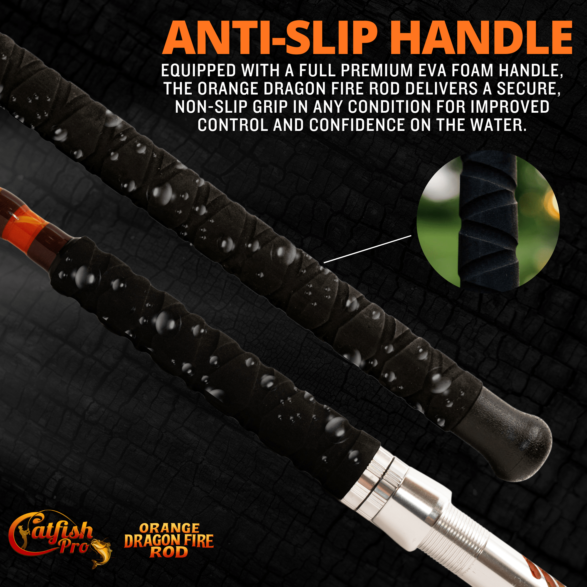 Catfish Pro Orange Dragon Fire 7'6" Glow-in-the-Dark Casting Rod