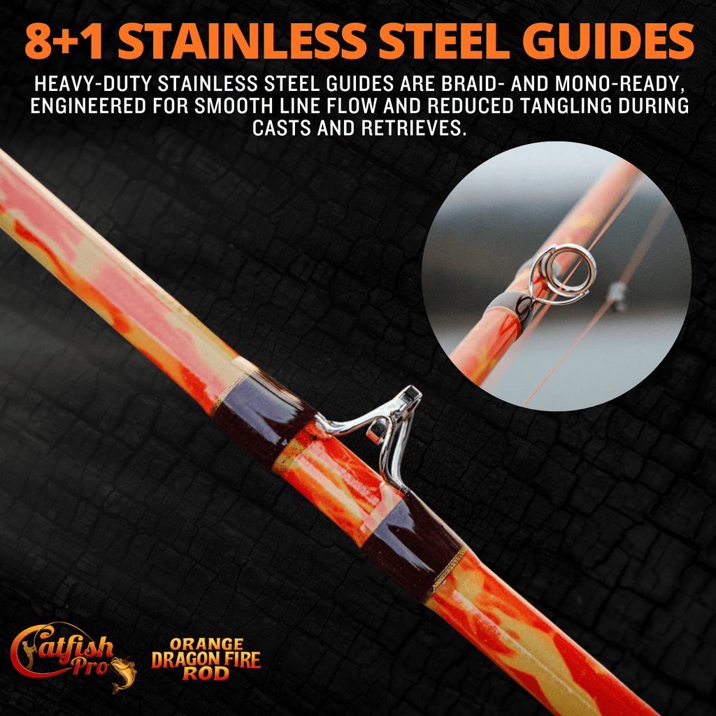 Catfish Pro Orange Dragon Fire 7'6" Glow-in-the-Dark Casting Rod