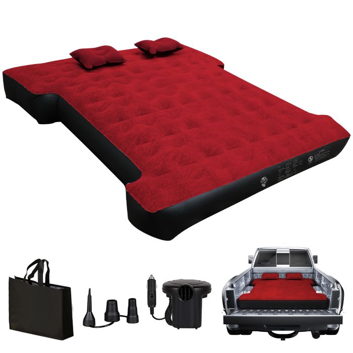 Dikasun 5.5-6.5ft Truck Bed Air Mattress Red PVC Flocking Camping