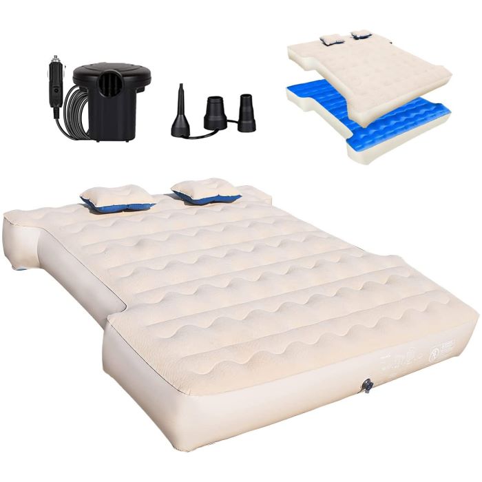 Dikasun Pickup Truck Bed Air Mattress 5.5-5.8ft Beige PVC Flocking