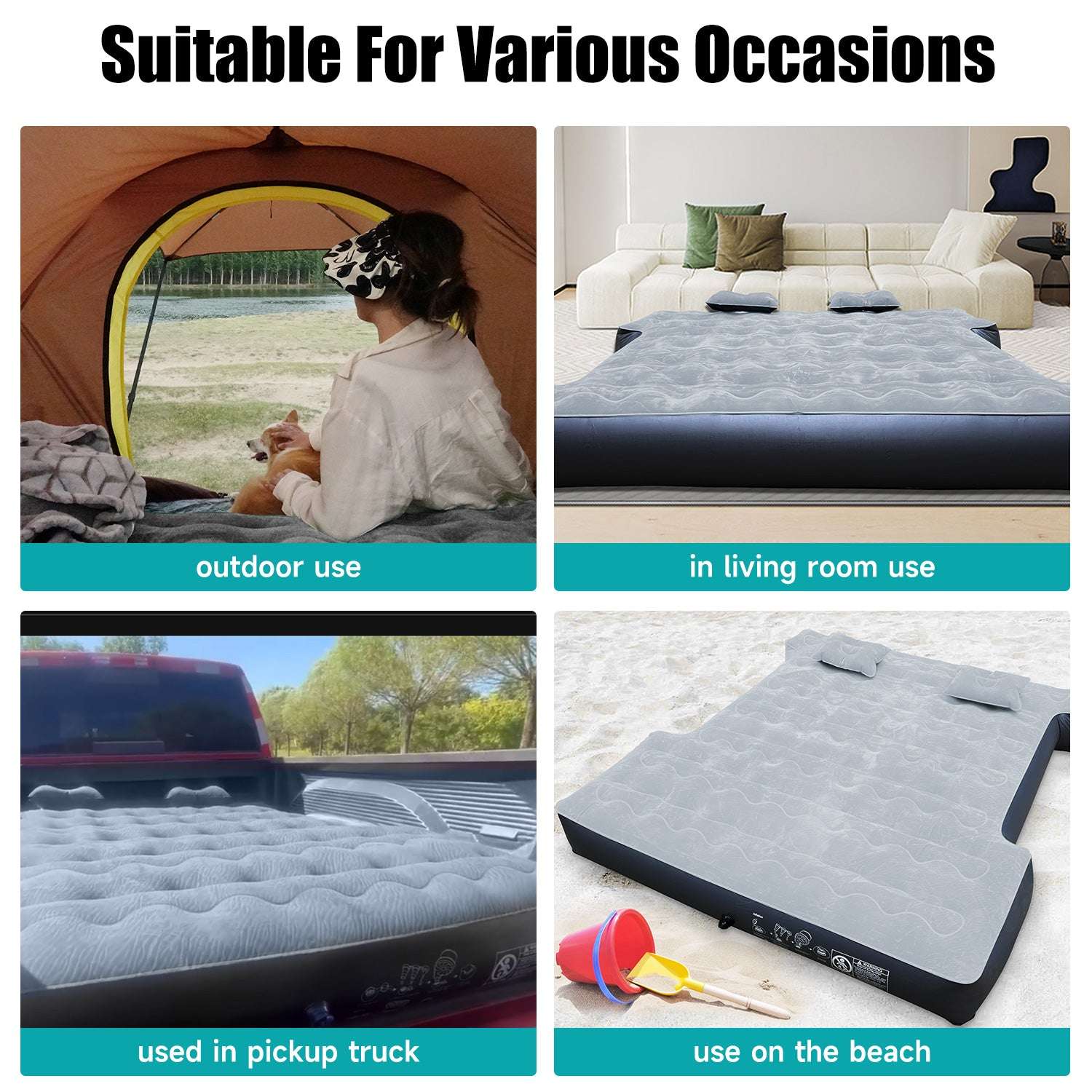 Dikasun 5.5-6.5ft Truck Bed Air Mattress Purple PVC Flocking Camping