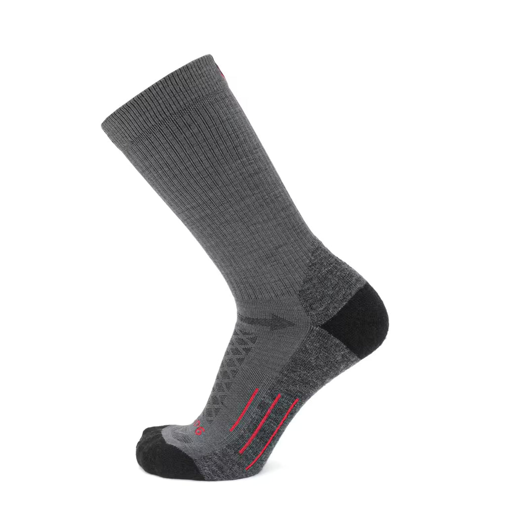 GRIP6 Merino Wool Crew Hiking Sock Midweight Moisture Wicking Gray USA Made