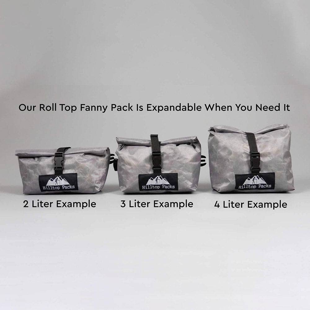 Hilltop Packs Dyneema Roll Top Fanny Pack Ultralight Backpacking Hiking Black