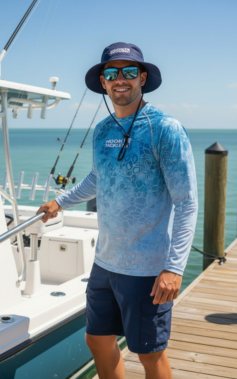 Hook & Tackle Marlin Hex UPF Long Sleeve Performance Fishing Shirt
