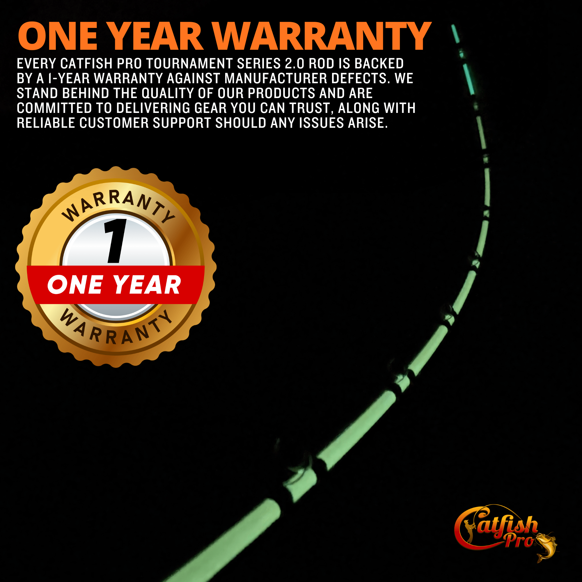 Catfish Pro Tournament Series 2.0 7'6" Glow-in-the-Dark Casting Rod