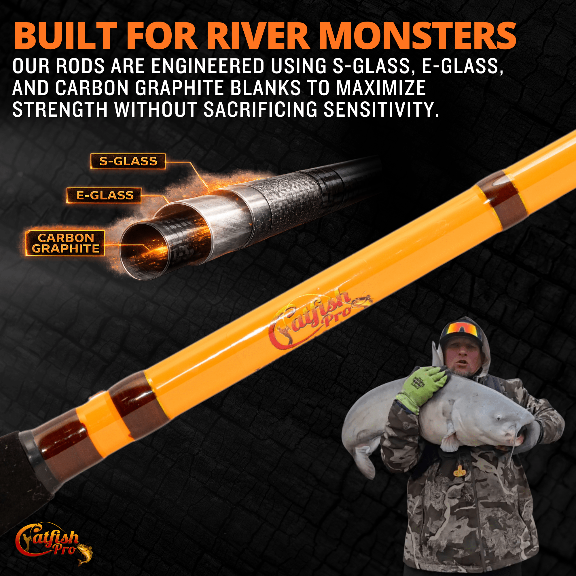 Catfish Pro 600CTS 7'6" Medium-Heavy Casting Rod Reel Combo 5.3:1 6+1BB