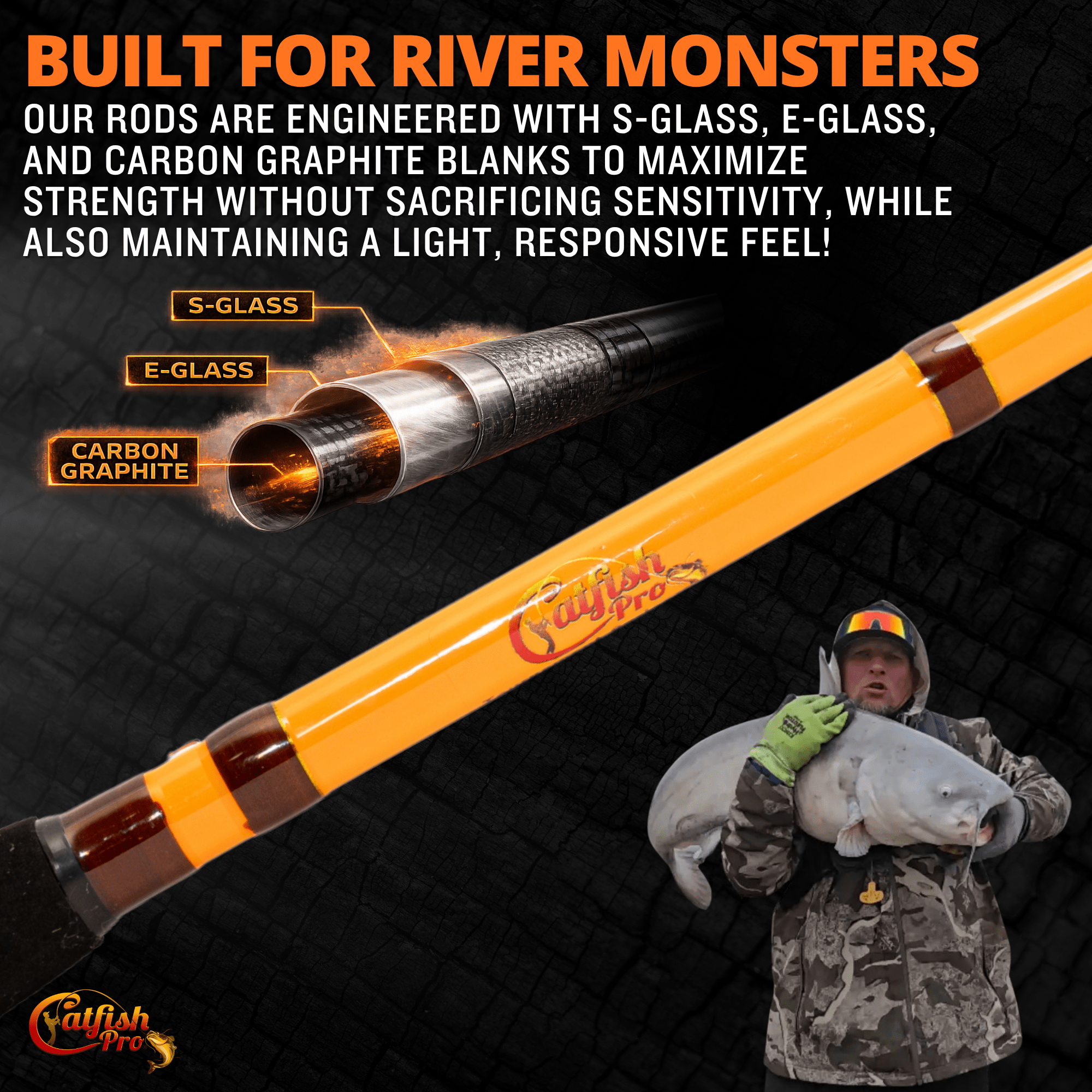 Catfish Pro Tournament Series 7'6" Spinning Rod Glow Tip
